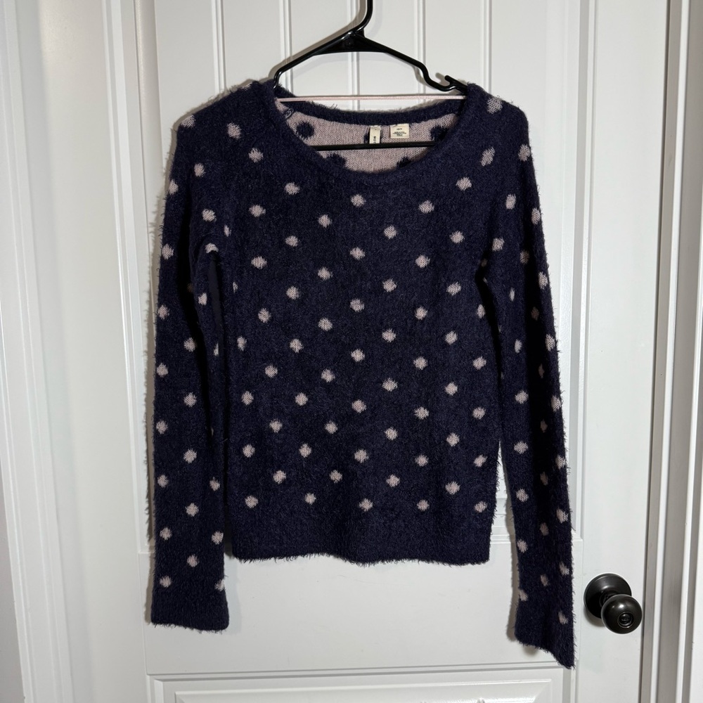 Anthropologie Navy Blue Polka Dot
